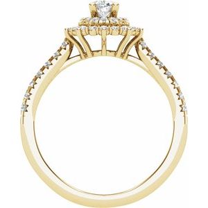 14K Yellow Gold Oval 1/2 CTW Natural Diamond Semi-Set Engagement Ring