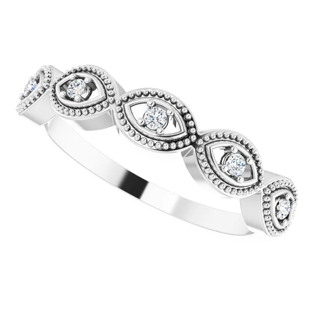 14K White Gold .07 CTW Natural Diamond Evil Eye Stackable Ring