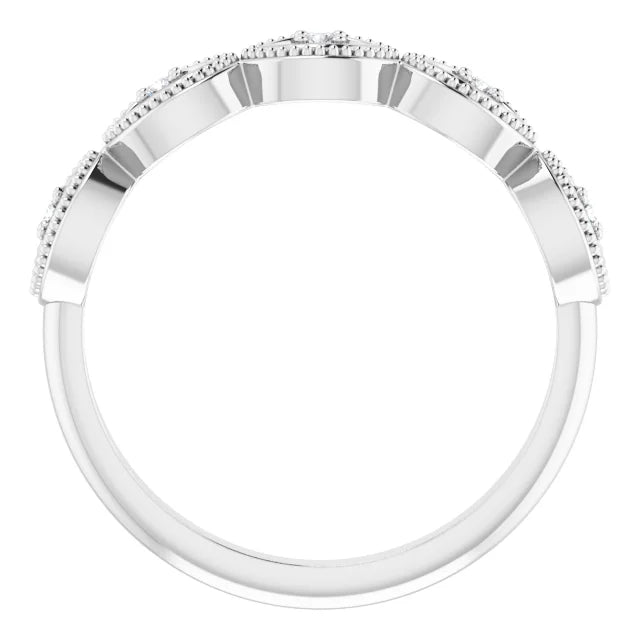 14K White Gold .07 CTW Natural Diamond Evil Eye Stackable Ring