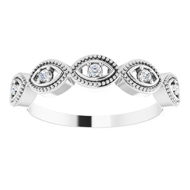 14K White Gold .07 CTW Natural Diamond Evil Eye Stackable Ring