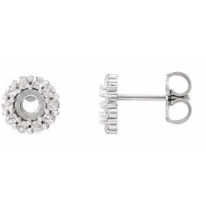 14K White Gold Round 1/5 CTW Rose-Cut Natural Diamond Semi-Set Earrings