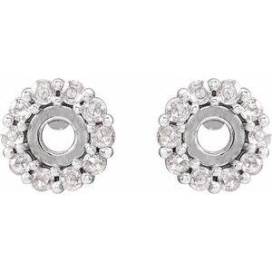 14K White Gold Round 1/5 CTW Rose-Cut Natural Diamond Semi-Set Earrings