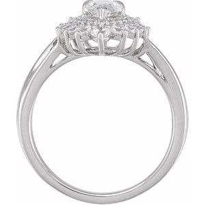 14K White Gold Pear 5/8 CTW Diamond Semi-Set Engagement Ring