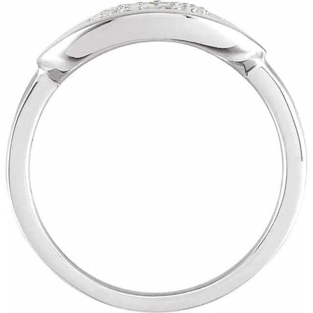 14K White Gold 1/10 CTW Natural Diamond Initial O Ring