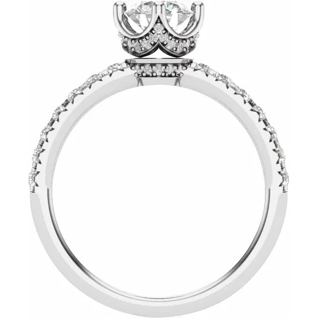 14K White Gold 5.2 mm Round 3/8 CTW Natural Diamond Semi-Set Engagement Ring