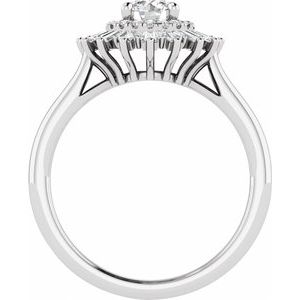 14K White Gold Round 1/2 CTW Natural Diamond Semi-Set Engagement Ring