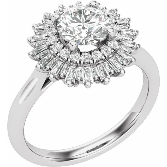 14K White Gold 5.8 mm Round 1/2 CTW Natural Diamond Semi-Set Engagement Ring