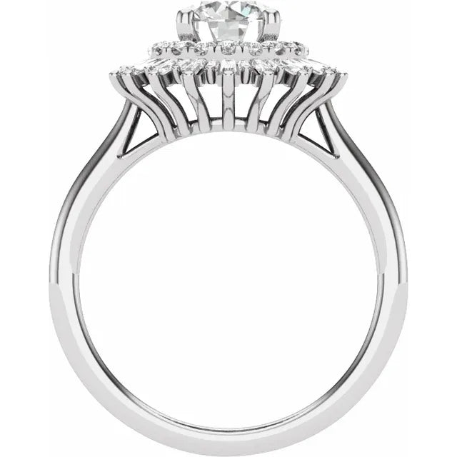 14K White Gold 5.8 mm Round 1/2 CTW Natural Diamond Semi-Set Engagement Ring