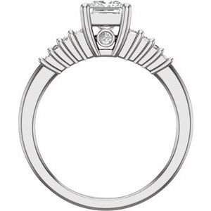 14K White Gold Square 1/3 CTW Natural Diamond Semi-Set Engagement Ring