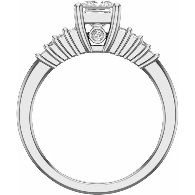 14K White Gold 5.5 mm Square 1/3 CTW Natural Diamond Semi-Set Engagement Ring