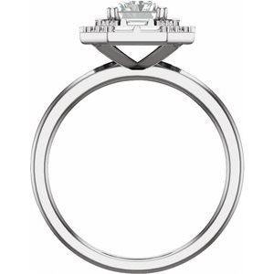 14K White Gold Emerald 3/8 CTW Natural Diamond Semi-Set Engagement Ring