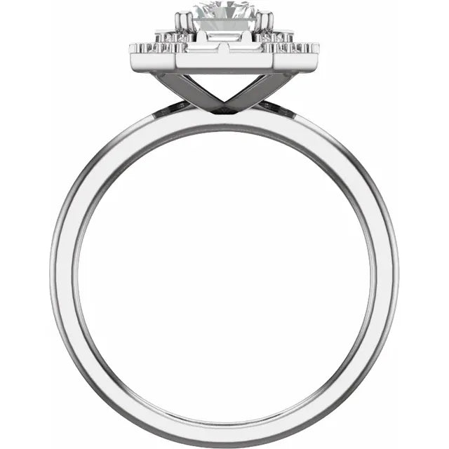 14K White Gold 7 x 5 mm Emerald 3/8 CTW Natural Diamond Semi-Set Engagement Ring