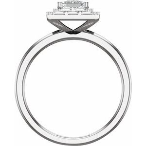 14K White Gold Square 3/8 CTW Natural Diamond Semi-Set Engagement Ring