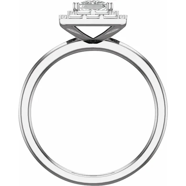 14K White Gold 4.5 mm Square 3/8 CTW Natural Diamond Semi-Set Engagement Ring