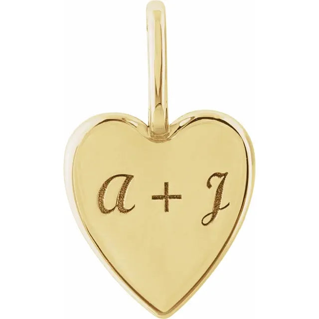 14K Yellow Gold Engravable Heart Pendant