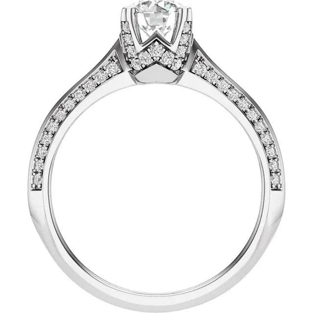 14K White Gold 5.8 mm Round 1/3 CTW Natural Diamond Semi-Set Engagement Ring