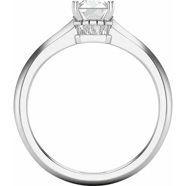 14K White Gold 7 x 5 mm Emerald 1/5 CTW Natural Diamond Semi-Set Engagement Ring