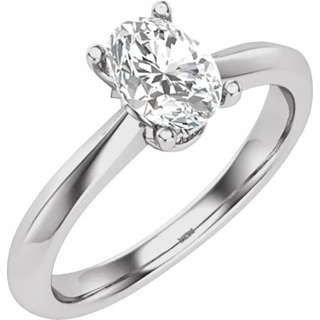 14K White Gold 7x5 mm Oval 1/10 CTW Natural Diamond Semi-Set Engagement Ring