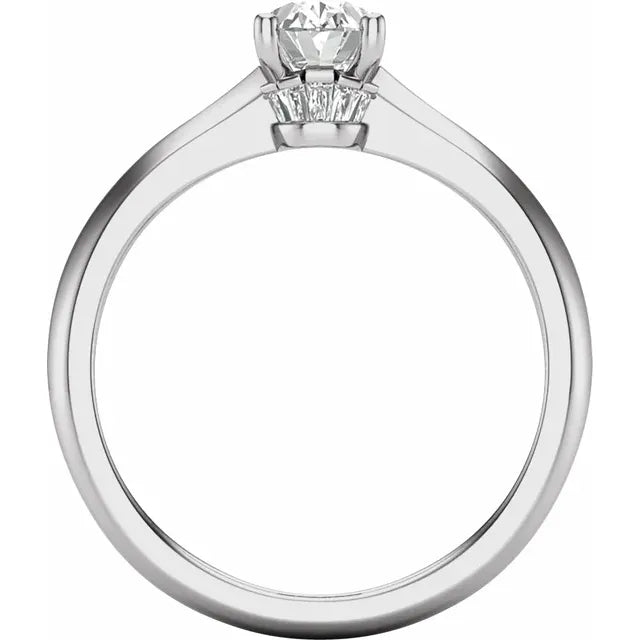 14K White Gold 7x5 mm Oval 1/10 CTW Natural Diamond Semi-Set Engagement Ring