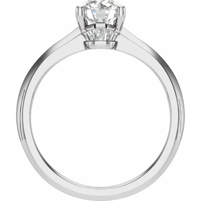 14K White Gold 4.9 mm Round .08 CTW Natural Diamond Semi-Set Engagement Ring