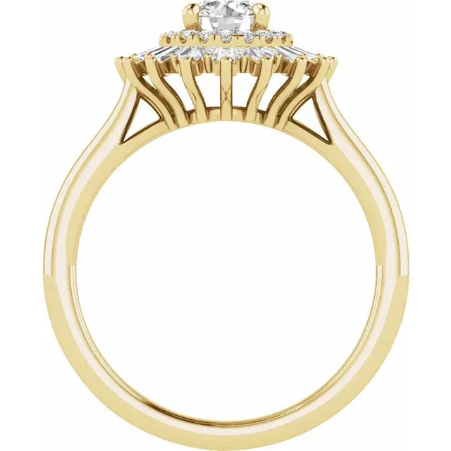 14K Yellow Gold 5.2 mm Round 1/2 CTW Natural Diamond Semi-Set Engagement Ring