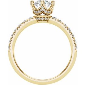 14K Yellow Gold Round 3/8 CTW Natural Diamond Semi-Set Engagement Ring