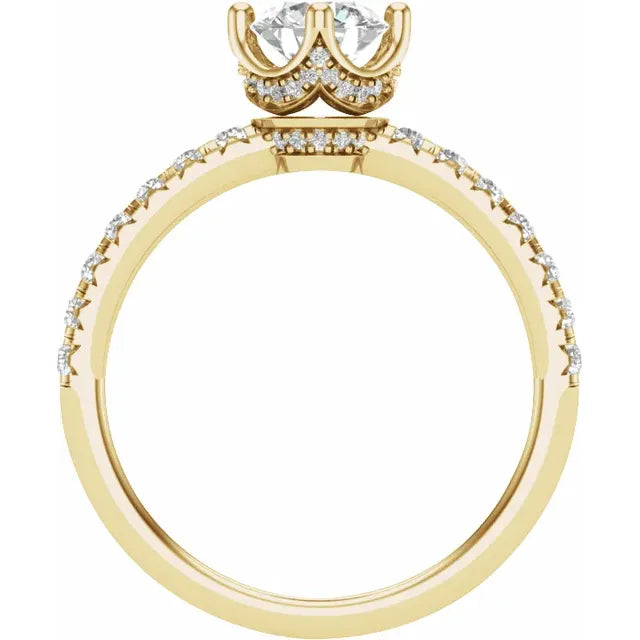 14K Yellow Gold 5.8 mm Round 3/8 CTW Natural Diamond Semi-Set Engagement Ring