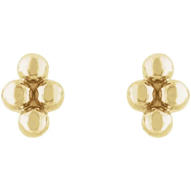 14K Yellow Gold Tiny Beaded Earrings