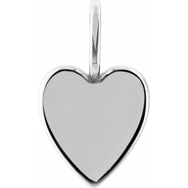 14K White Gold Engravable Heart Pendant