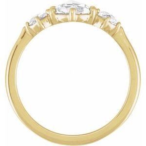 14K Yellow 6 mm Round Gold 1/5 CTW Natural Rose-Cut Diamond Semi-Set Three-Stone Engagement Ring