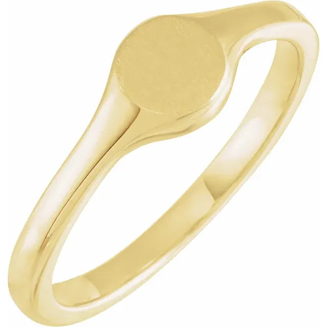 14K Yellow Gold Round Petite Signet Ring