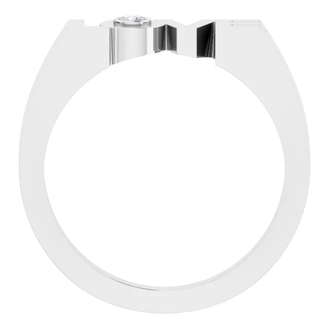 14K White Gold .03 CT Natural Diamond Love Ring