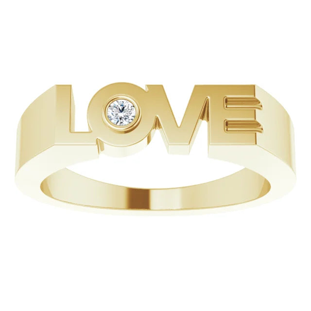 14K Yellow Gold .03 CT Natural Diamond Love Ring