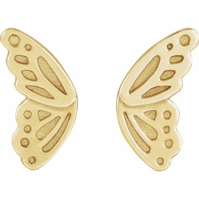 14K Yellow Gold Butterfly Wing Earrings