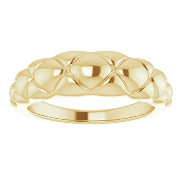 14K Yellow Gold Quilted Dome Ring