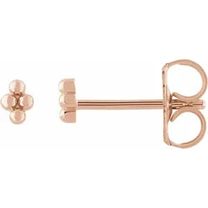 14K Rose Gold Tiny Beaded Earrings
