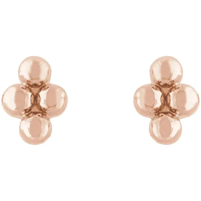 14K Rose Gold Tiny Beaded Earrings