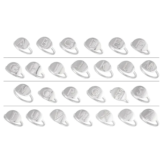 14K White Gold .08 CTW Natural Diamond Initial V Ring