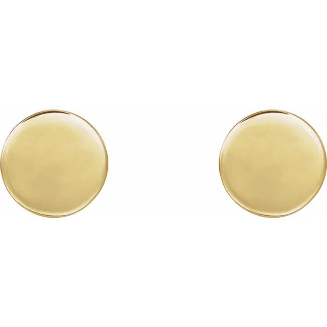 14K Yellow Gold 8 mm Engravable Disc Earrings