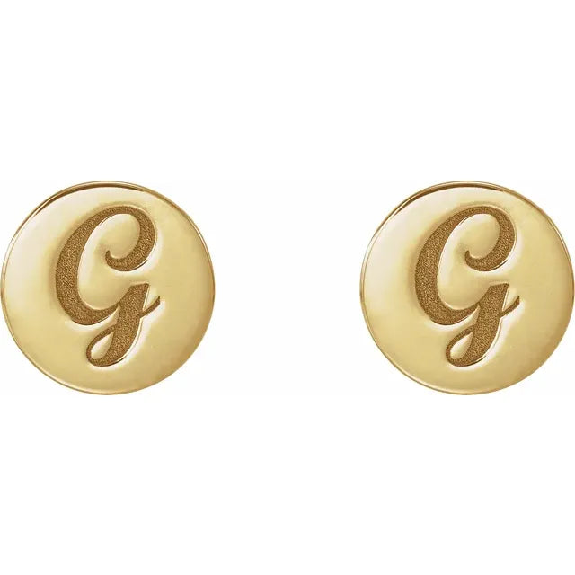 14K Yellow Gold 8 mm Engravable Disc Earrings