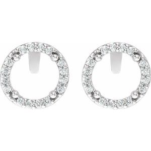 14K White Gold 1/8 CTW Natural Diamond Semi-Set Halo-Style Stud Earrings