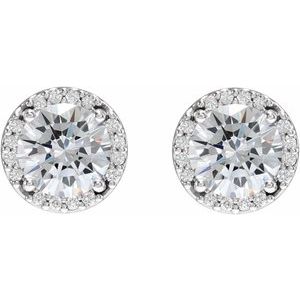 14K White Gold 1/8 CTW Natural Diamond Semi-Set Halo-Style Stud Earrings
