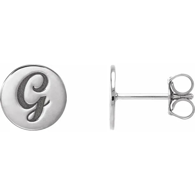 14K White Gold 8 mm Engravable Disc Earrings