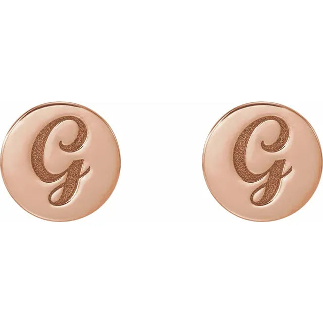 14K Rose Gold 8 mm Engravable Disc Earrings