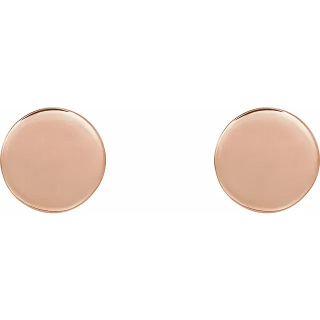 14K Rose Gold 8 mm Engravable Disc Earrings