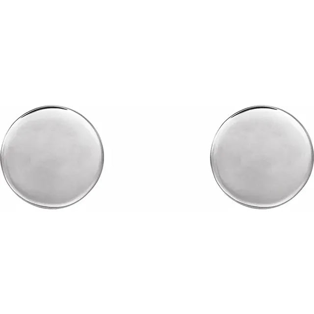 14K White Gold 8 mm Engravable Disc Earrings