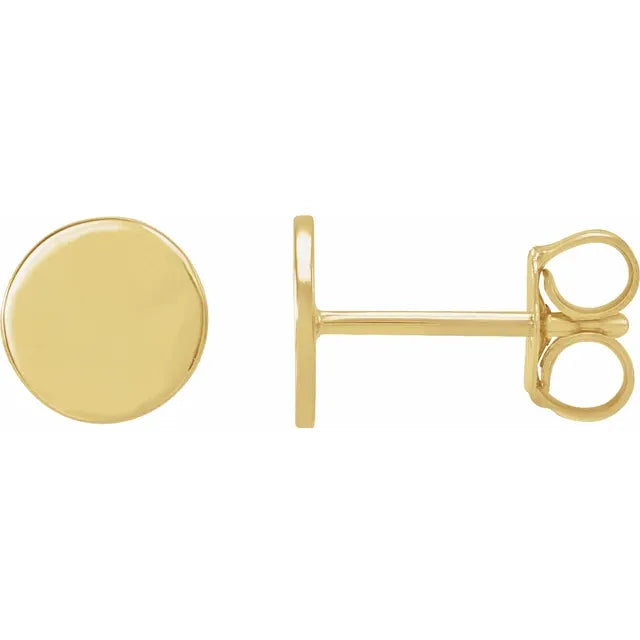 14K Yellow Gold 6.35 mm Engravable Disc Earrings