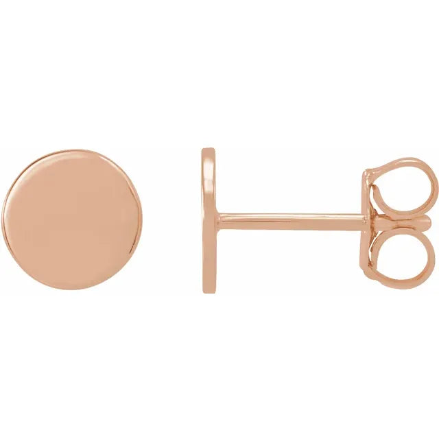 14K Rose Gold 6.35 mm Engravable Disc Earrings