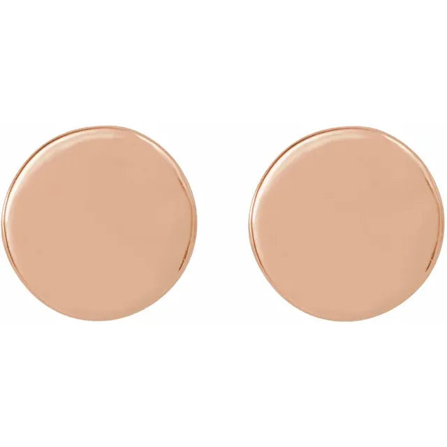 14K Rose Gold 6.35 mm Engravable Disc Earrings