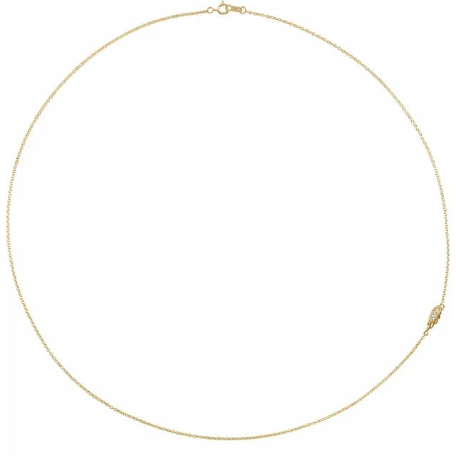 14K Yellow Gold .015 CTW Natural Diamond Off-Center Angel Wing 18" Necklace